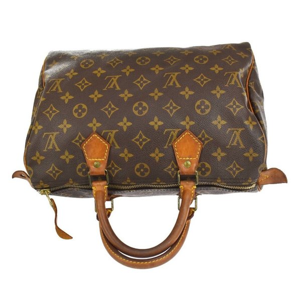 Authentic LOUIS VUITTON Speedy 30 Travel Hand Bag Monogram Leather Brown - Picture 3 of 14